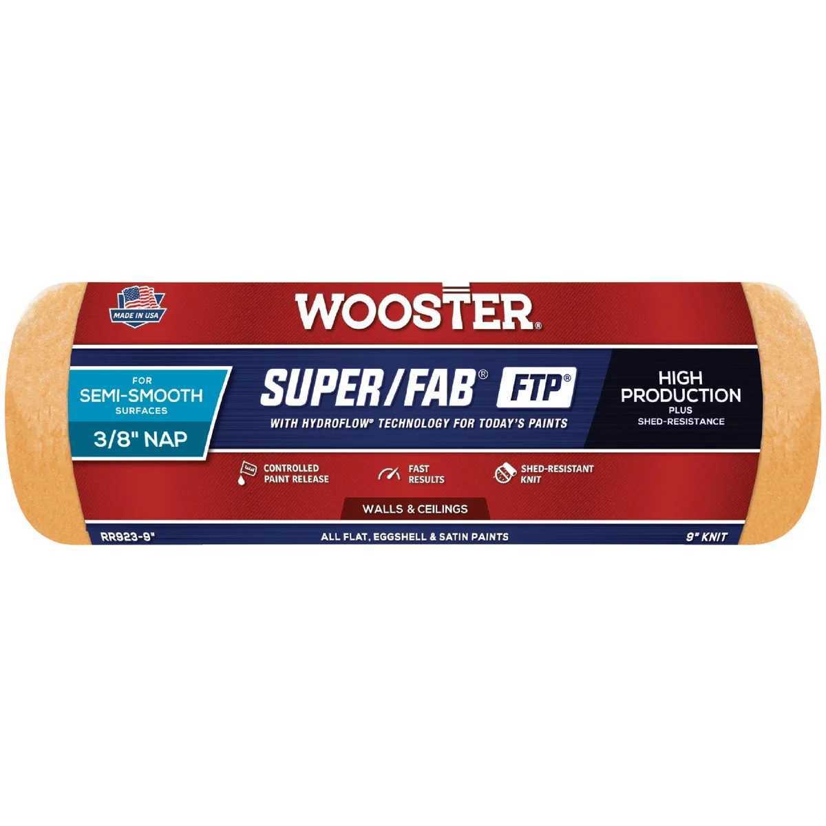 Soft Wooster Super Fab FTP 9 In. x 3 8 In. Knit Fabric Roller Cover Superior