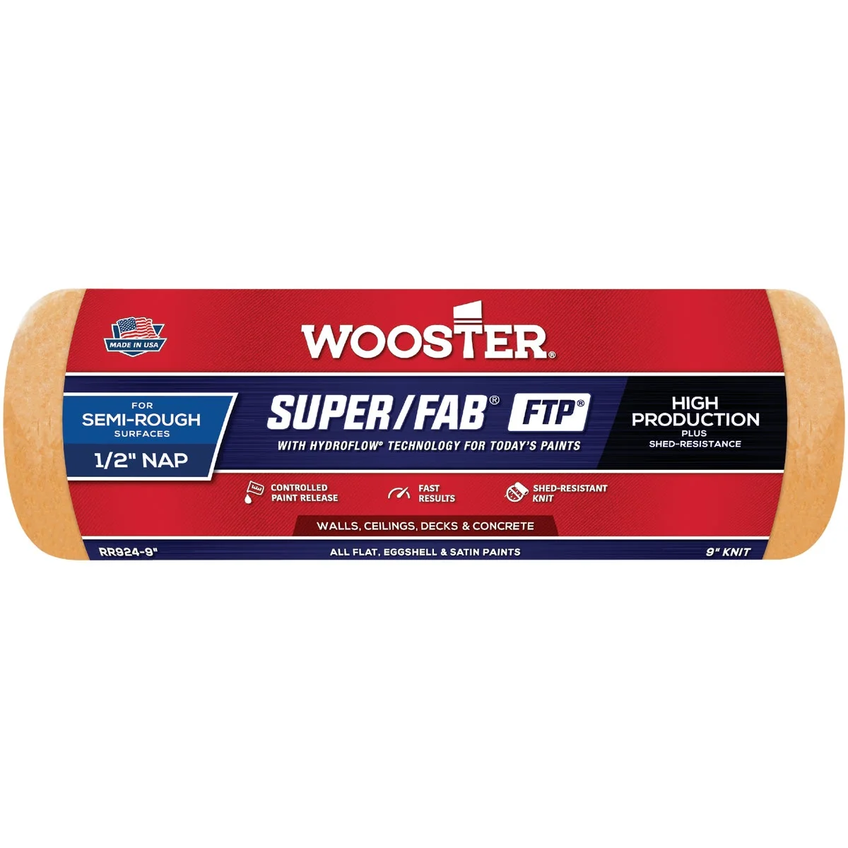 Carefully Designed Wooster Super Fab FTP 9 In. x 1 2 In. Knit Fabric Roller Cover Selected