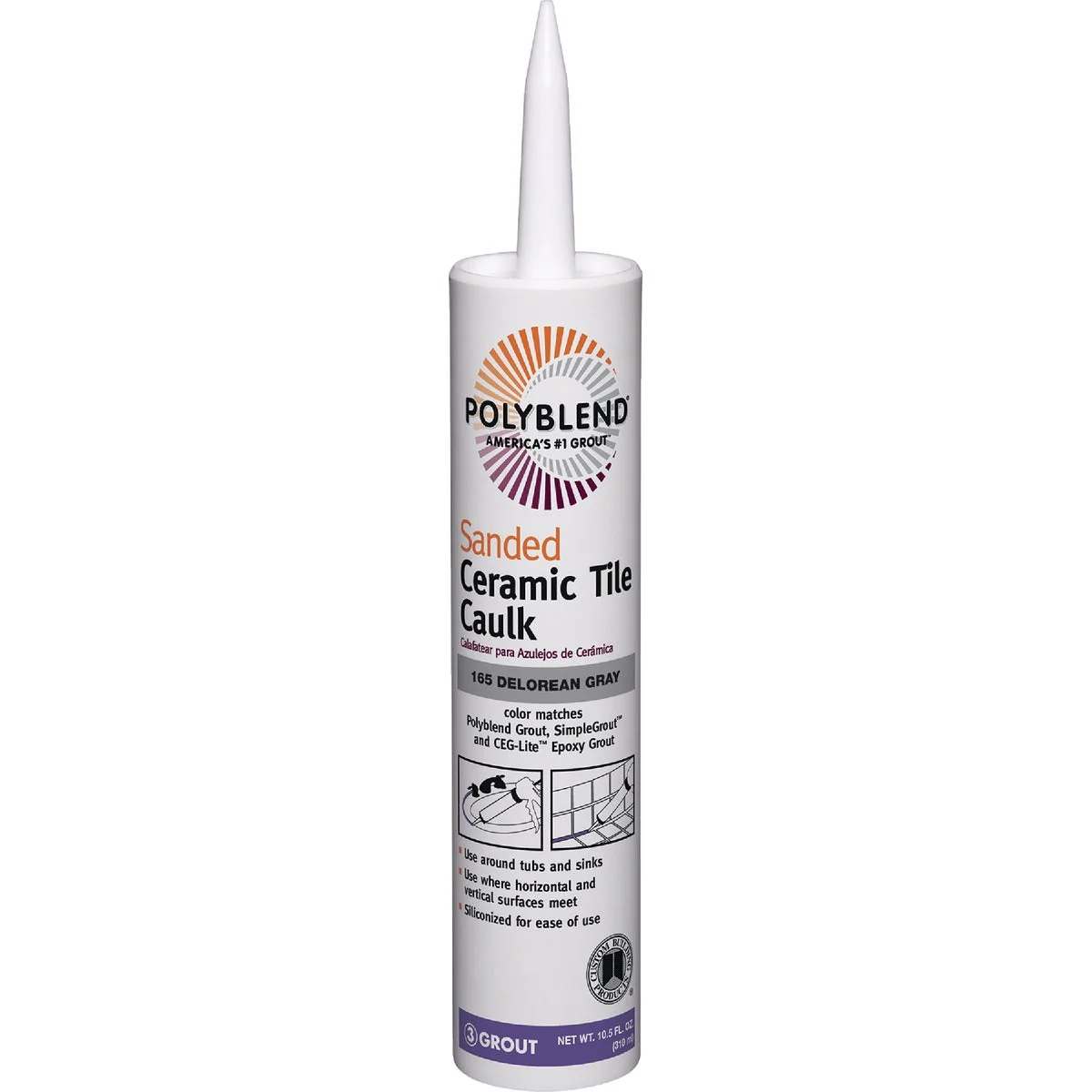 Smart Polyblend 10.5 Oz. 165 Delorean Gray Sanded Ceramic Tile Caulk High-End