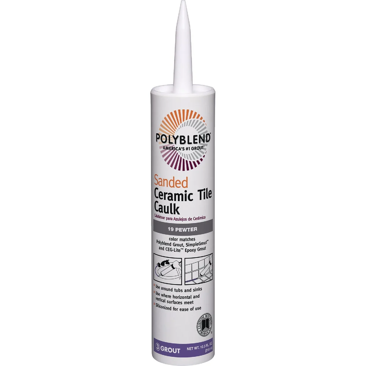 Breathable Polyblend 10.5 Oz. 19 Pewter Sanded Ceramic Tile Caulk Reliable