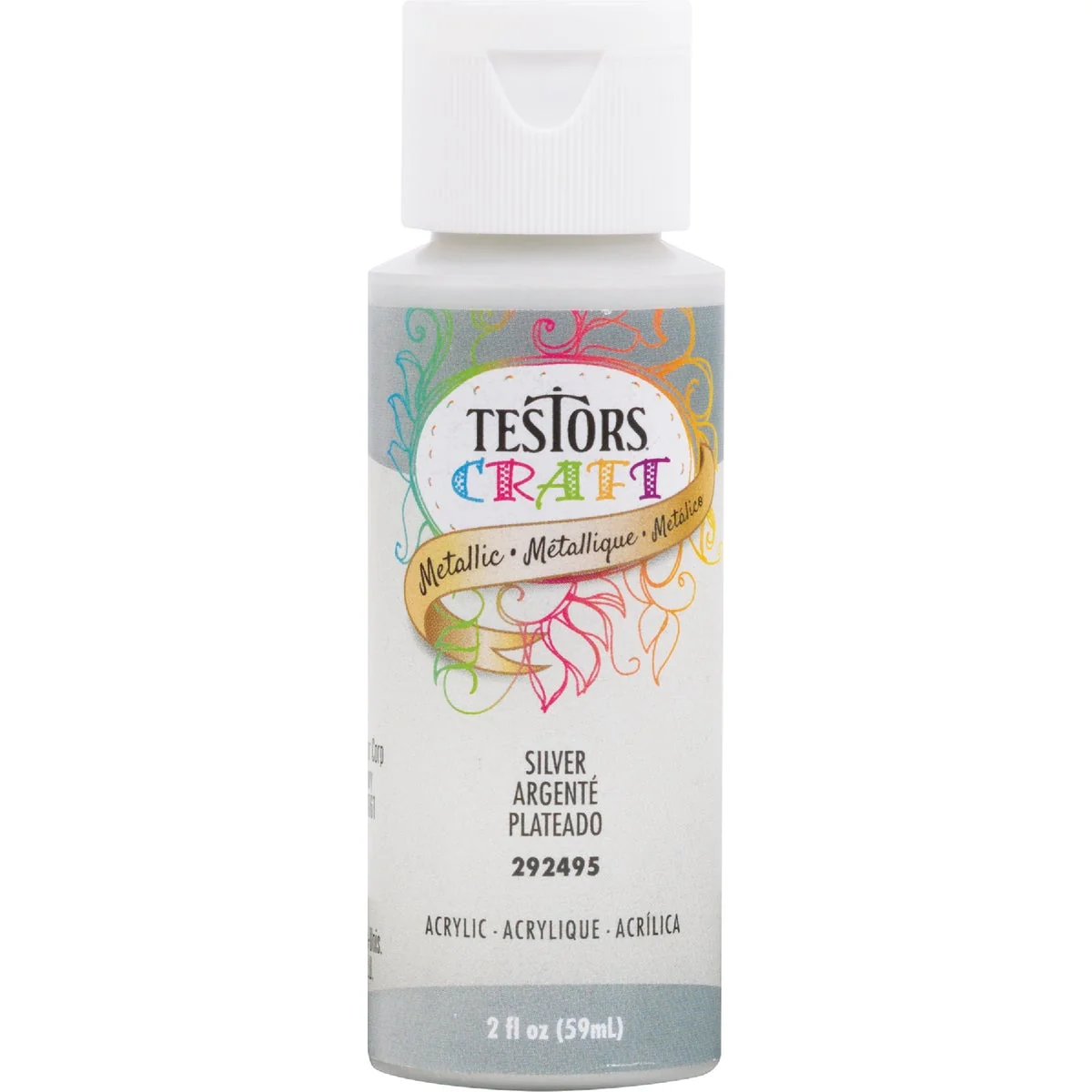 Quality Testors 2 Oz. Acrylic Metallic Craft Paint Silver Premium