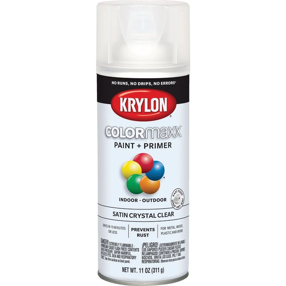 Smart Krylon ColorMaxx 11 Oz. Satin Paint Primer Spray Paint Crystal Clear Superior