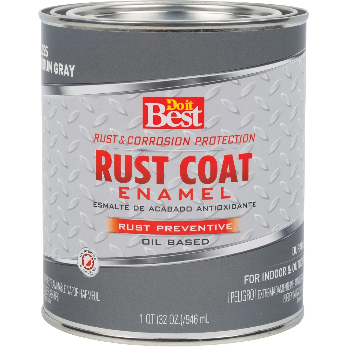 Genuine Do it Rust Coat Oil-Based Gloss Enamel Medium Gray 1 Qt. Certified