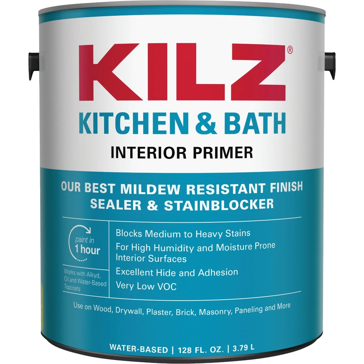 Organic Kilz Kitchen Bath Water-Based Low VOC Interior Primer Sealer Stainblocker White 1 Gal. Trusted