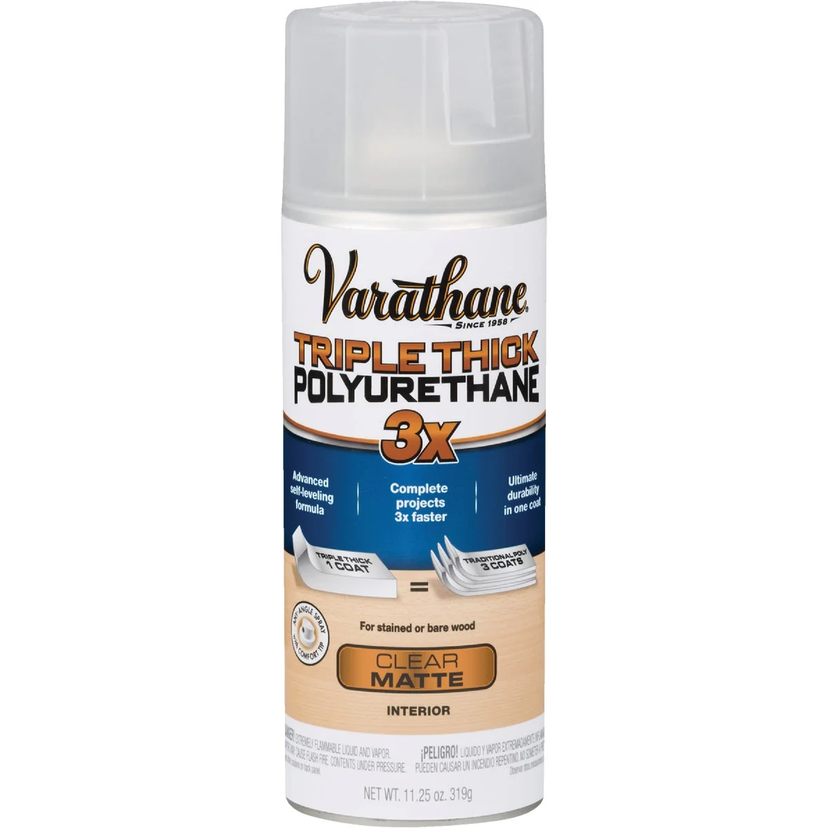 High-Grade Varathane Triple Thick Matte Clear Spray Polyurethane 11.25 Oz. Eco-Friendly