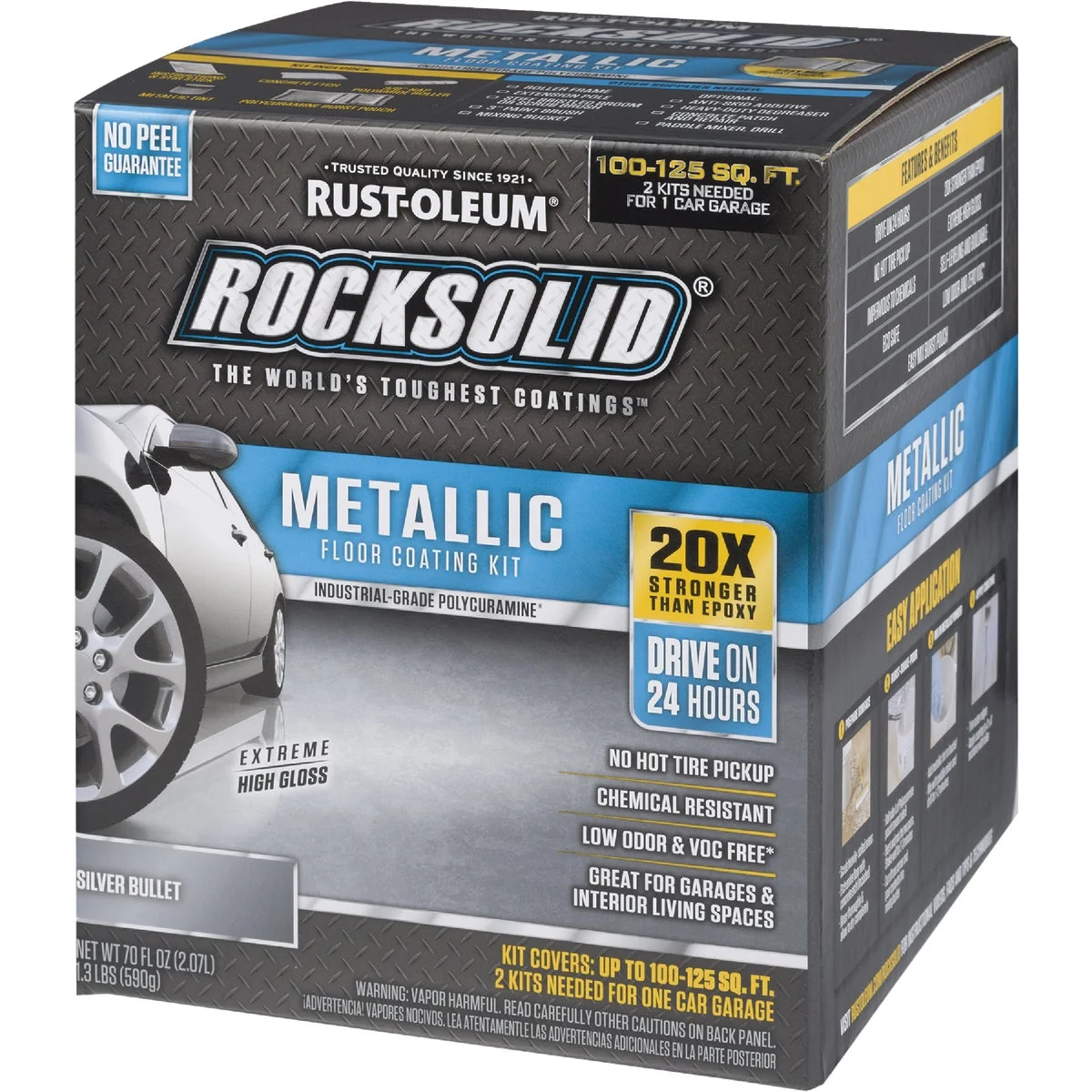 Safe Rust-Oleum RockSolid Metallic Floor Coating Kit Silver 70 Oz. Authentic