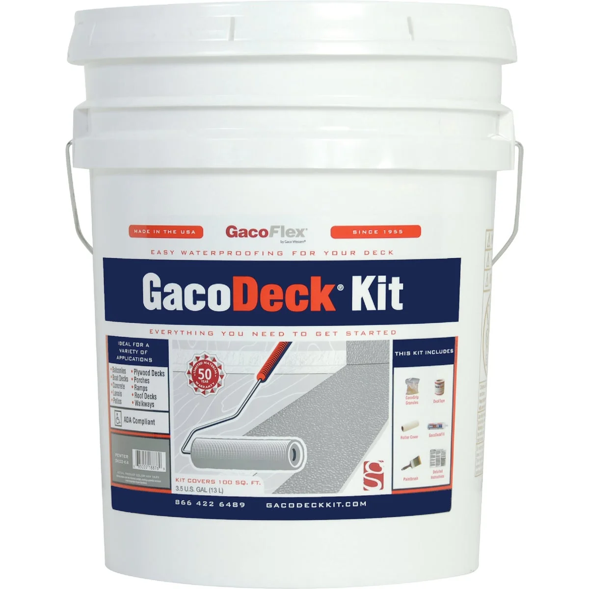 Versatile GacoFlex GacoDeck Pewter Elastomeric Deck Coating 3.5 Gal. Kit Easy-to-Use