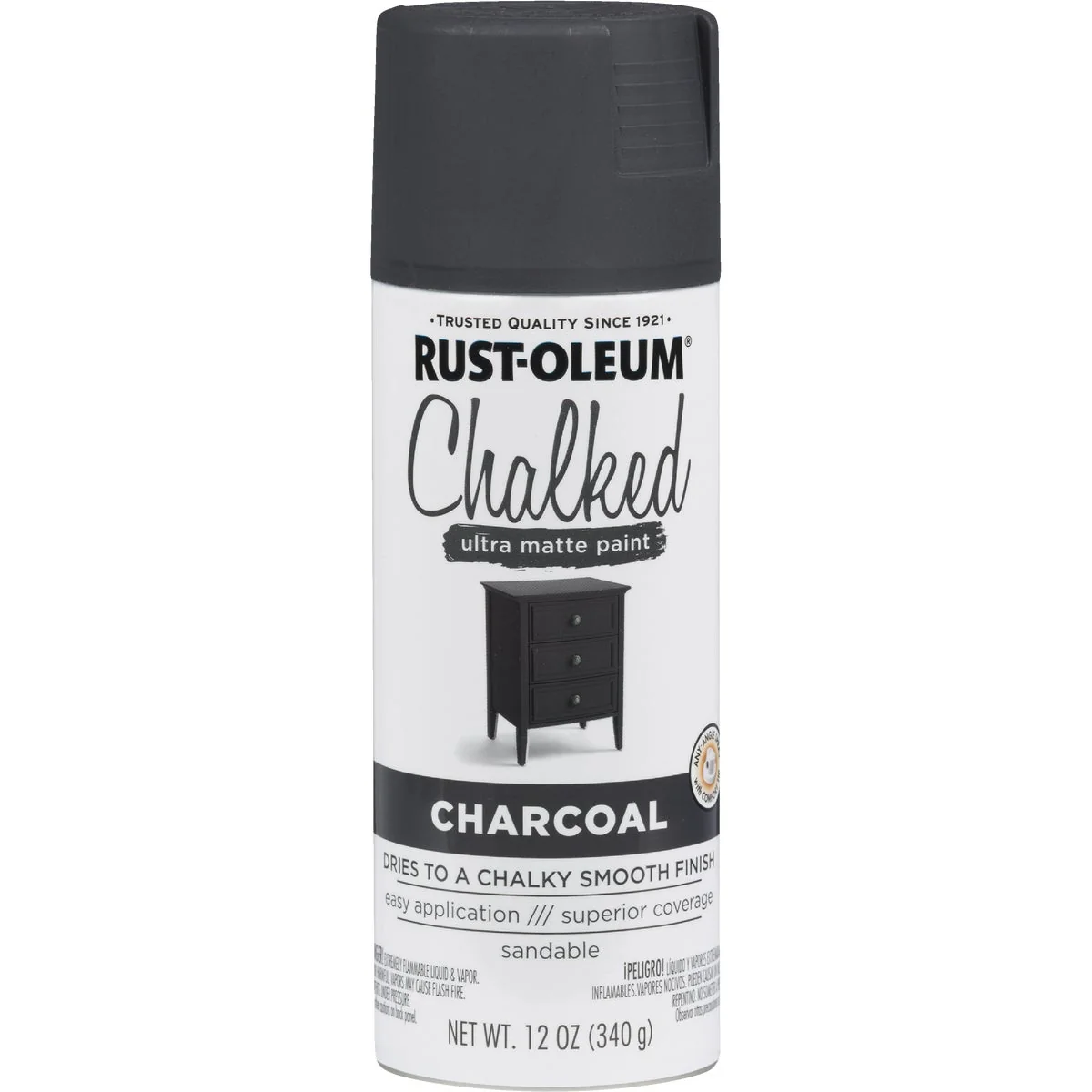Smooth Rust-Oleum Chalked 12 Oz. Ultra Matte Spray Paint Charcoal Refined