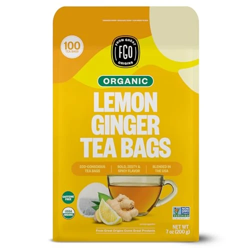 Convenient Organic Lemon Ginger Tea 100 Count Next-Generation