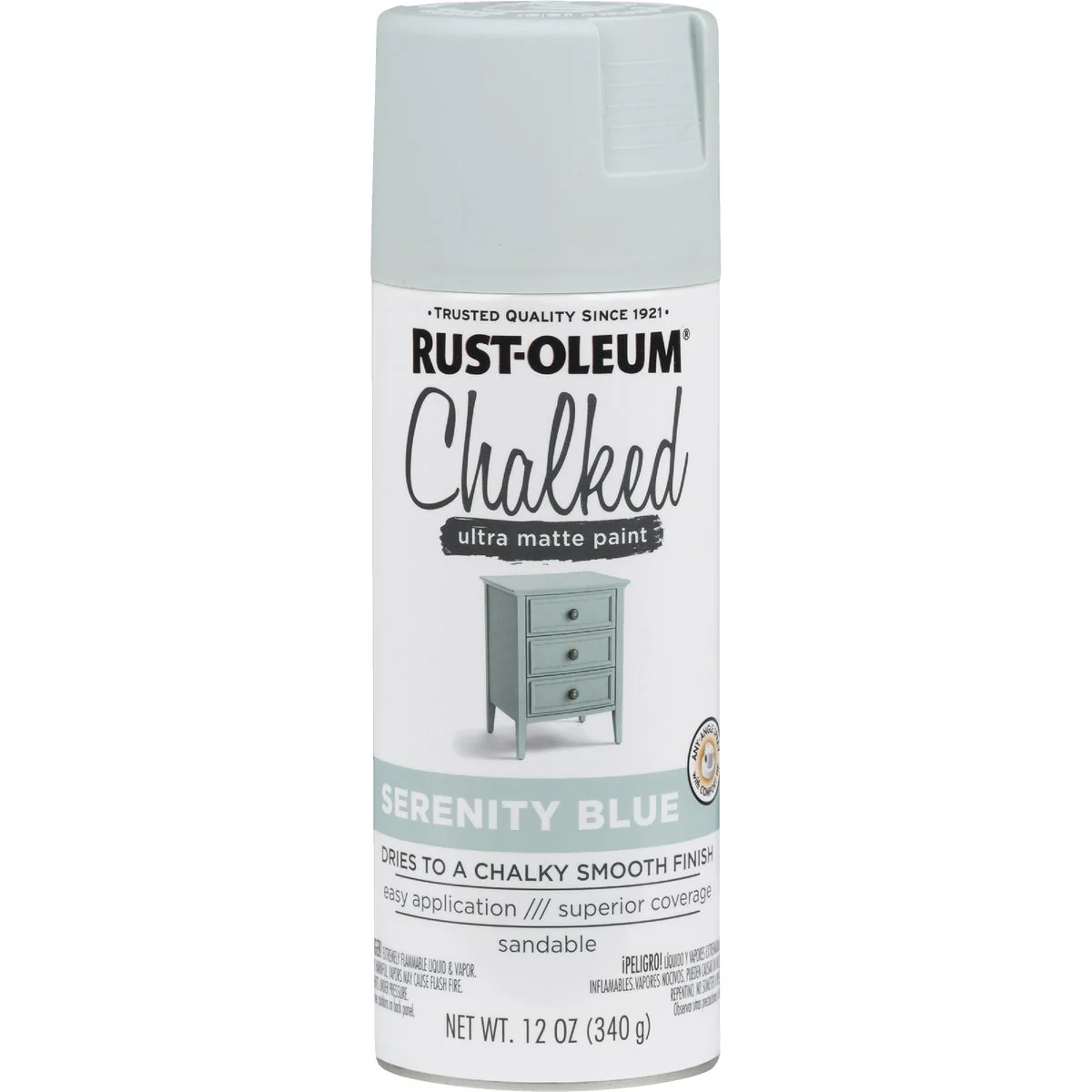 World-Class Rust-Oleum Chalked 12 Oz. Ultra Matte Spray Paint Serenity Blue Natural
