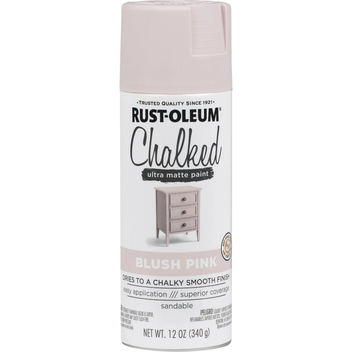 Elegant Rust-Oleum Chalked 12 Oz. Ultra Matte Spray Paint Blush Pink Durable