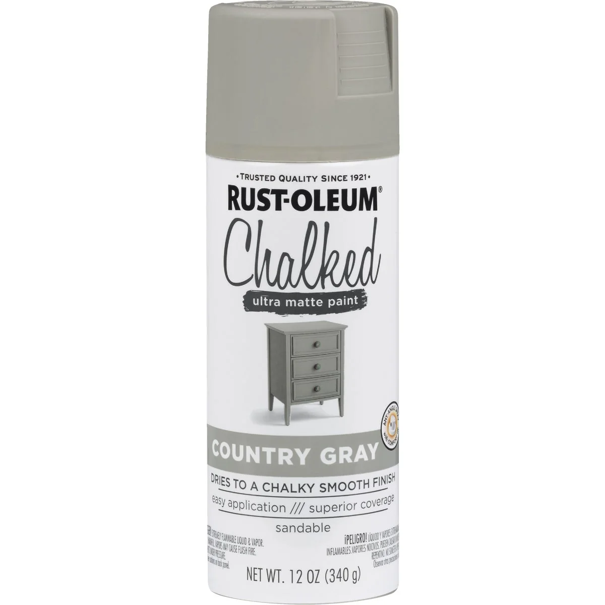 Stylish Rust-Oleum Chalked 12 Oz. Ultra Matte Spray Paint Country Gray Relaxed