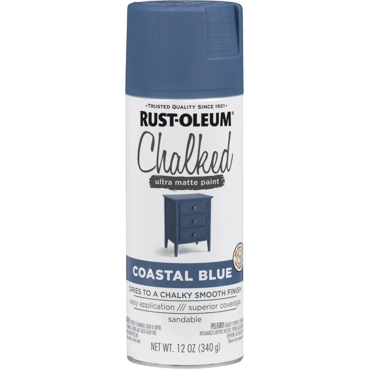 Fashionable Rust-Oleum Chalked 12 Oz. Ultra Matte Spray Paint Coastal Blue First-Class