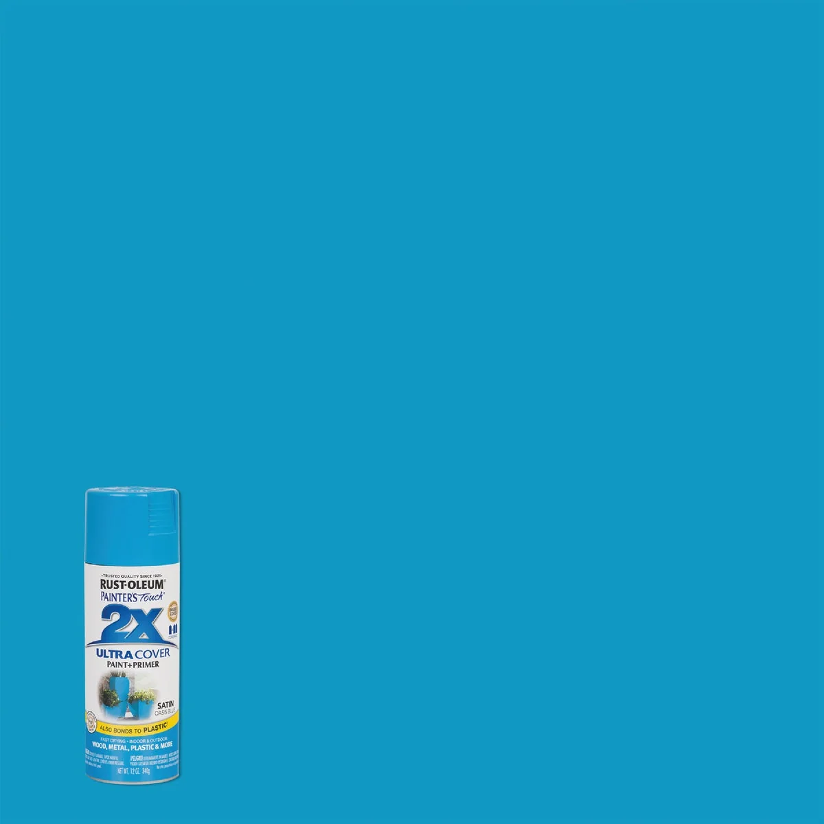 Detailed Rust-Oleum Painter’s Touch 2X Ultra Cover 12 Oz. Satin Paint Primer Spray Paint Oasis Blue Comfortable