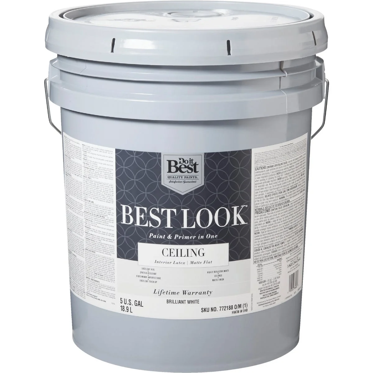 Crafted Look Latex Paint Primer In One Matte Flat Ceiling Paint Brilliant White 5 Gal. Selected