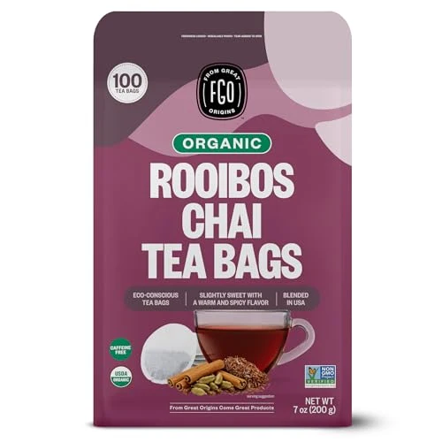Luxury Organic Rooibos Chai Tea 100 Count Reusable