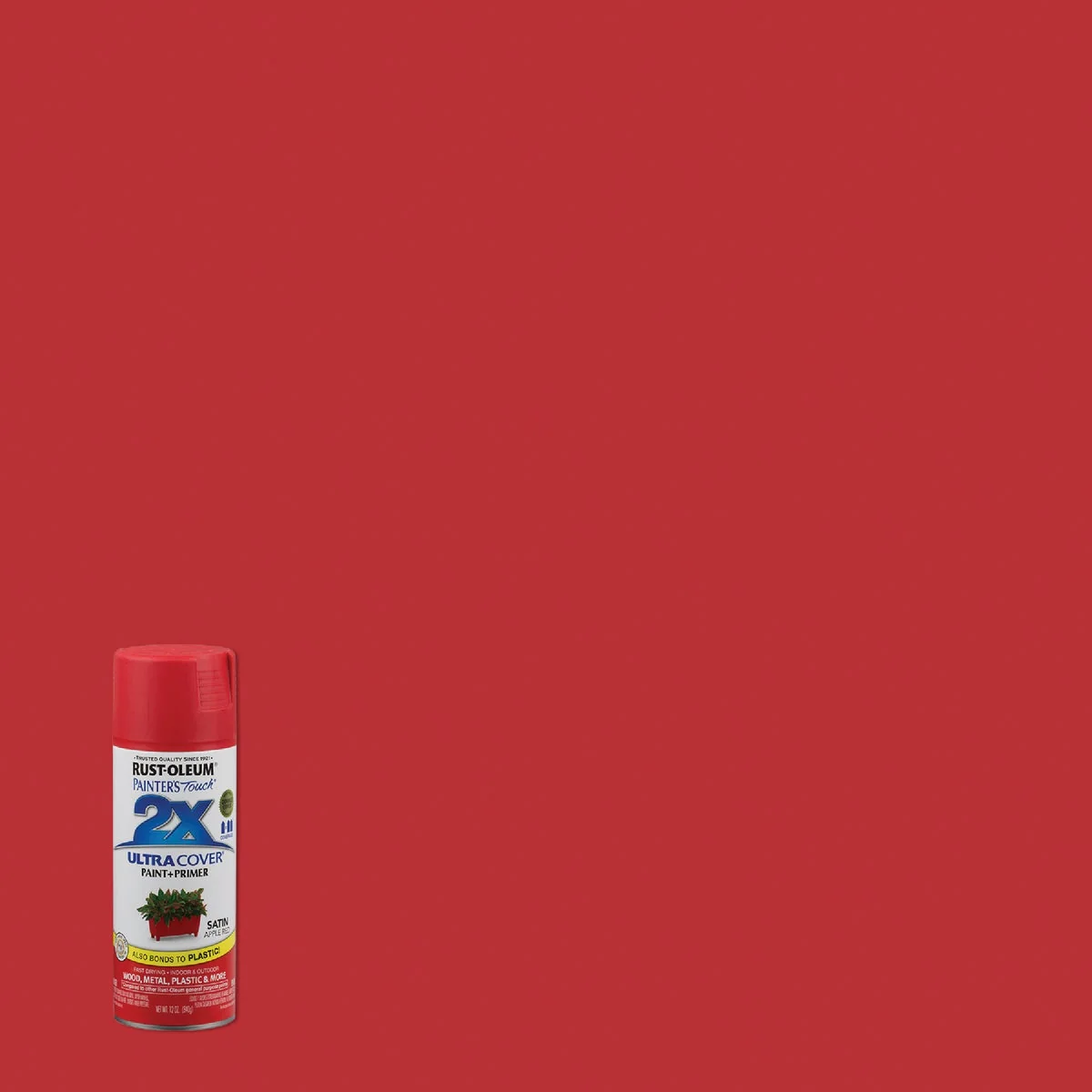 Refined Rust-Oleum Painter’s Touch 2X Ultra Cover 12 Oz. Satin Paint Primer Spray Paint Apple Red Smooth