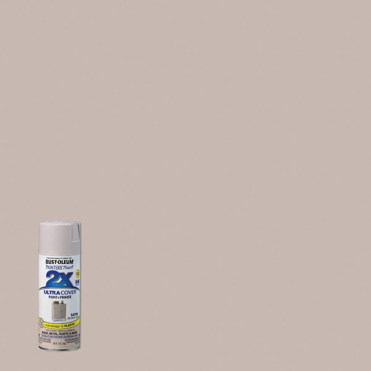 Official Rust-Oleum Painter’s Touch 2X Ultra Cover 12 Oz. Satin Paint Primer Spray Paint Smokey Beige First-Class