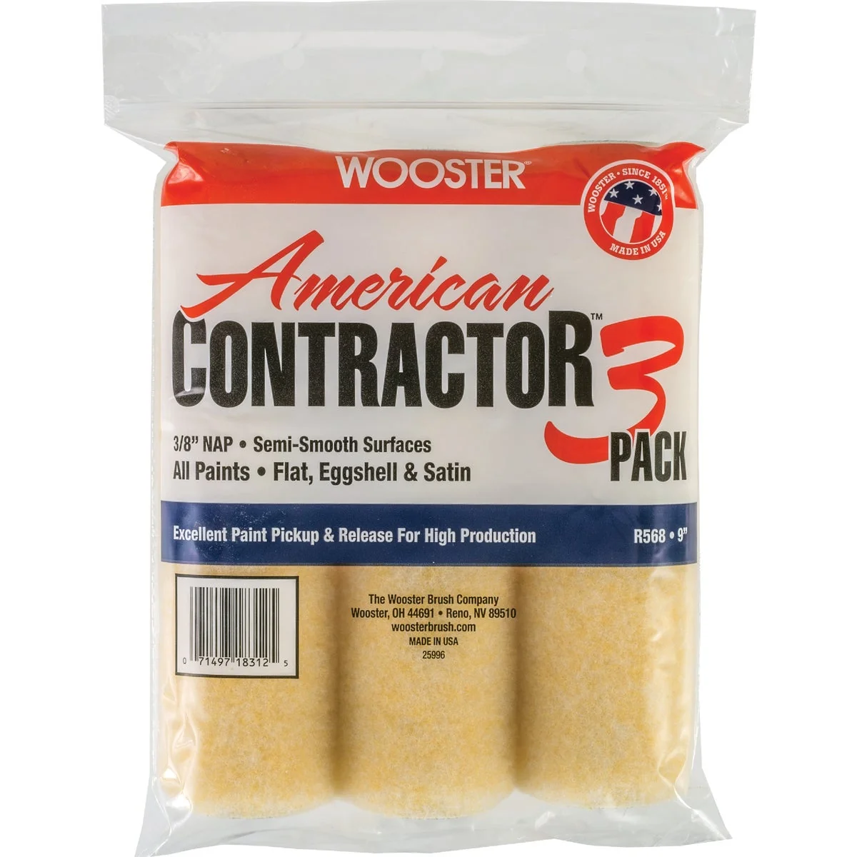 Versatile Wooster American Contractor 9 In. x 3 8 In. Knit Fabric Roller Cover 3-Pack Next-Generation