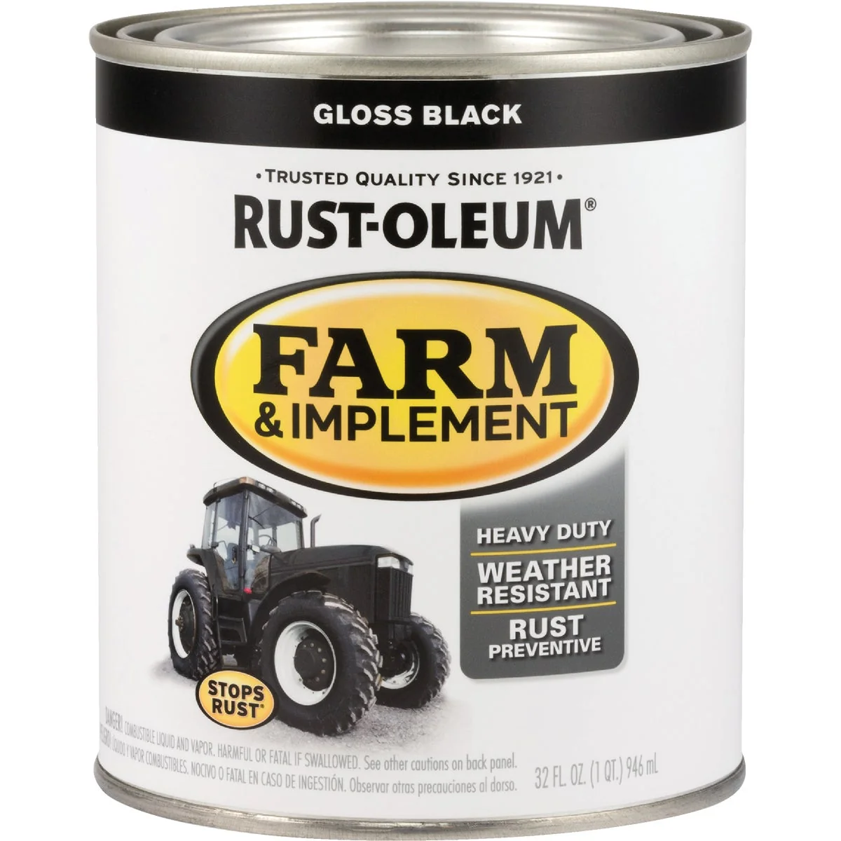 Effective Rust-Oleum 1 Quart Black Gloss Farm Implement Enamel Practical