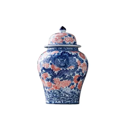 Original Design 8 inches dragon Ginger Jar with Lid red blue Decorative Ceramic Quality