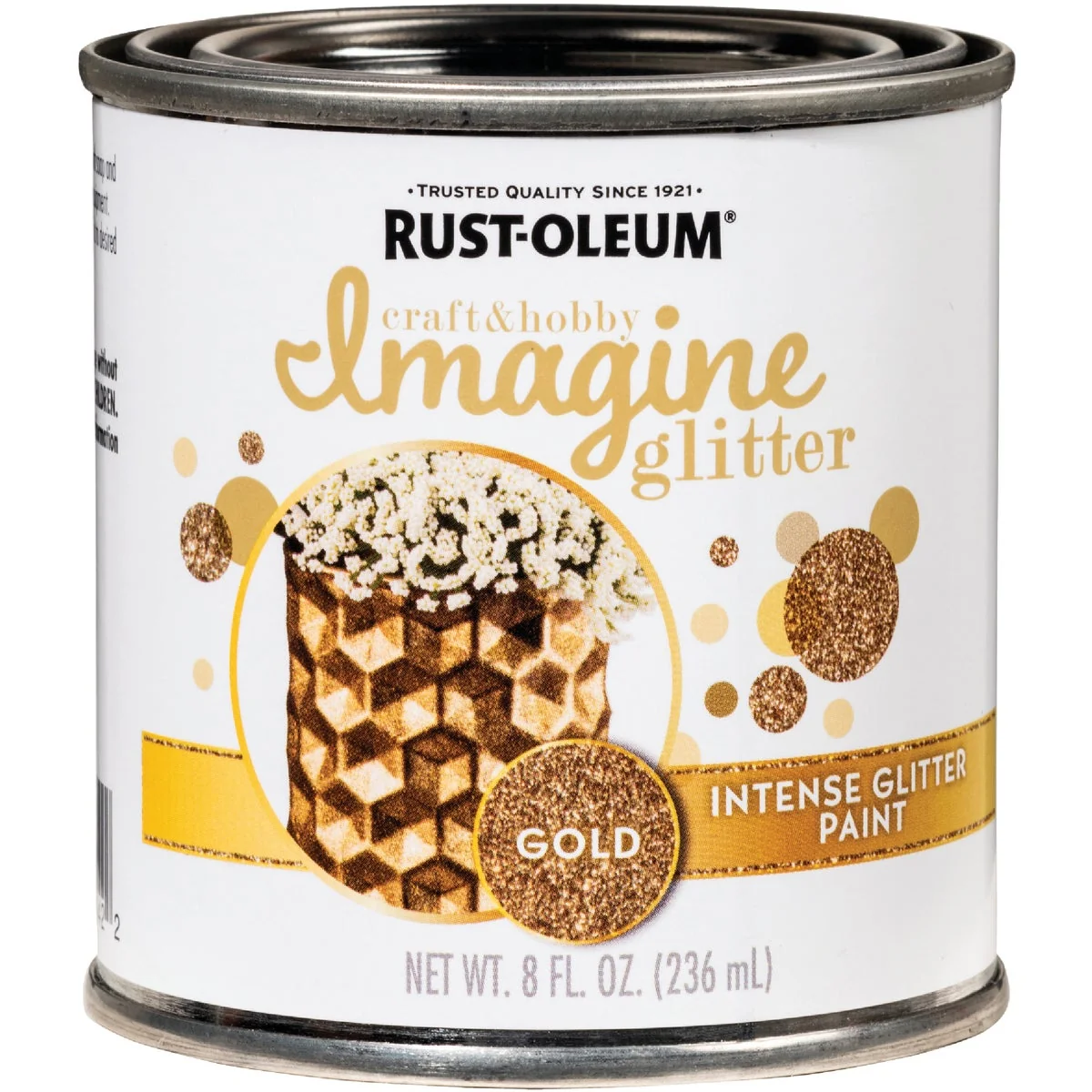 Reusable Rust-Oleum Imagine Craft Hobby 8 Oz. Intense Gold Glitter Paint Classic