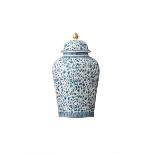 Authentic 12inches flower Ginger Jar with Lid Chinese Decorative blue Ceramic Efficient