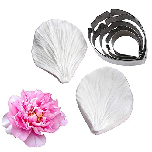 User-Friendly 5pcs Stainless Steel Peony Cutter 2pcs Fondant Silicone Mold Gumpaste Peony Sugarcraft Flower Veining Mold Veiner Petal Making Tool Certified