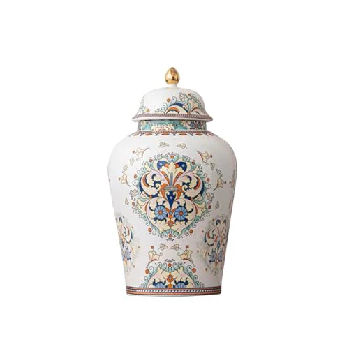 Detailed 12 inches flowers Ginger Jar with Lid Chinese Decorative Ceramic High-Grade