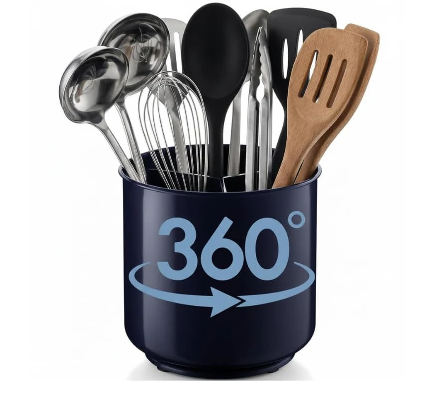 Innovative Jumbo Plastic Rotating Extra Large Utensil Holder Crock with No Unique