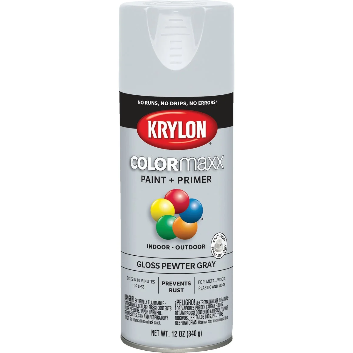 Dependable Krylon ColorMaxx 12 Oz. Gloss Spray Paint Pewter Gray Natural