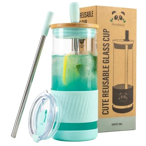Innovative Glass Cups With Lids and Straws Smooth