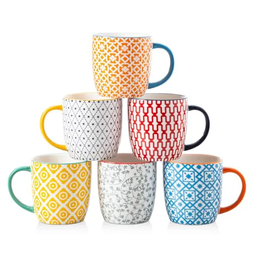 Next-Generation 10 Oz Ceramic Coffee Mugs Set of 6 6 Count Reusable
