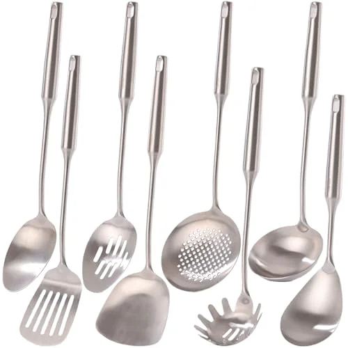 High-Quality 18 10 Stainless Steel Kitchen Utensils Set 8 Count Long-Lasting