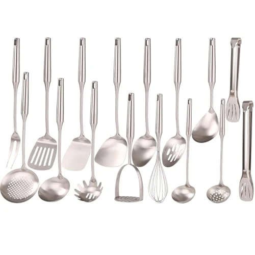 Natural 18 10 Stainless Steel Small Large Cooking Spoons Set Selected