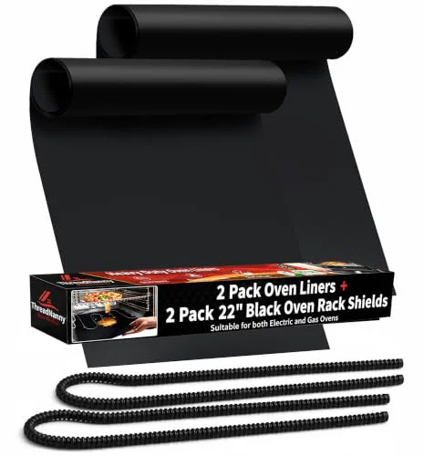 Relaxed Oven Liners for Bottom of Oven 17 x 25 and Silicone Rack Guards Black 22 4 Count Luxury