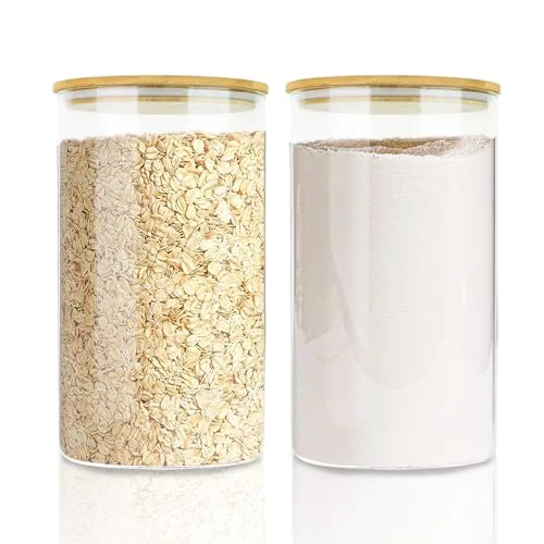 Artisan Large Glass Ce Containers Storage with Airtight Bamboo Lids Advanced
