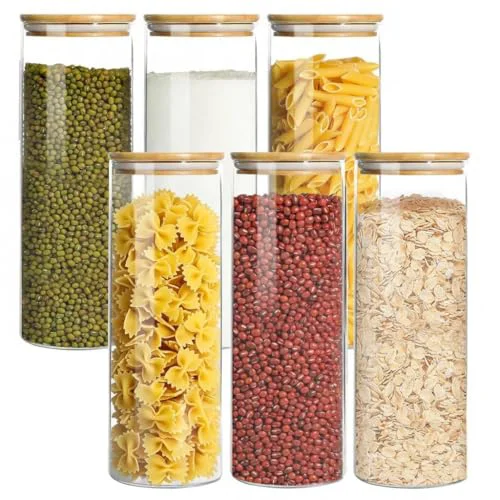 Prestigious Glass Storage Containers with Airtight Bamboo Lids Minimalist