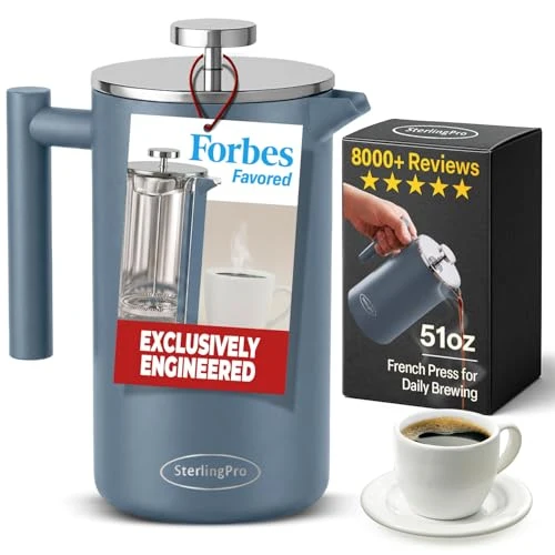 Solid Non Toxic Large Insulated Stainless Steel French Press Coffee Maker 51oz Capacity Verified