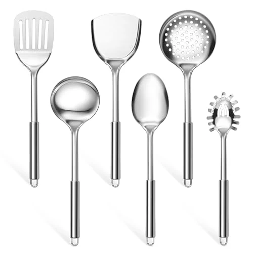 Elegant Stainless Steel Kitchen Utensil Set of 6 6 Count Optimized