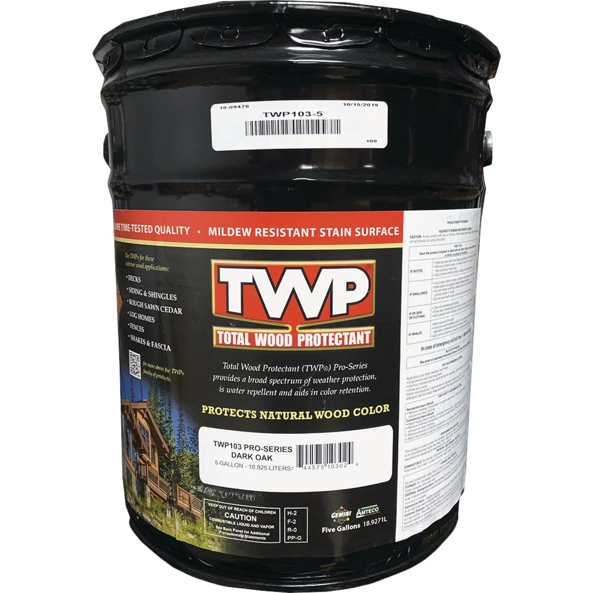 Casual TWP100 Pro Series Semi-Transparent Wood Protectant Deck Stain Dark Oak 5 Gal. Durable