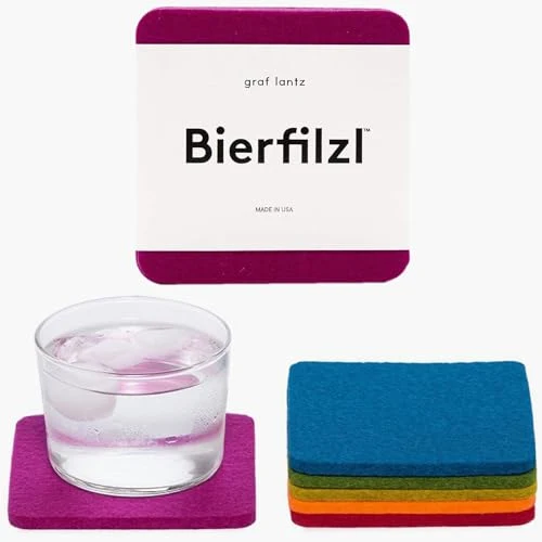 Official Bierfilzl Merino Wool Square Coasters Set of 6 6 Count Elegant