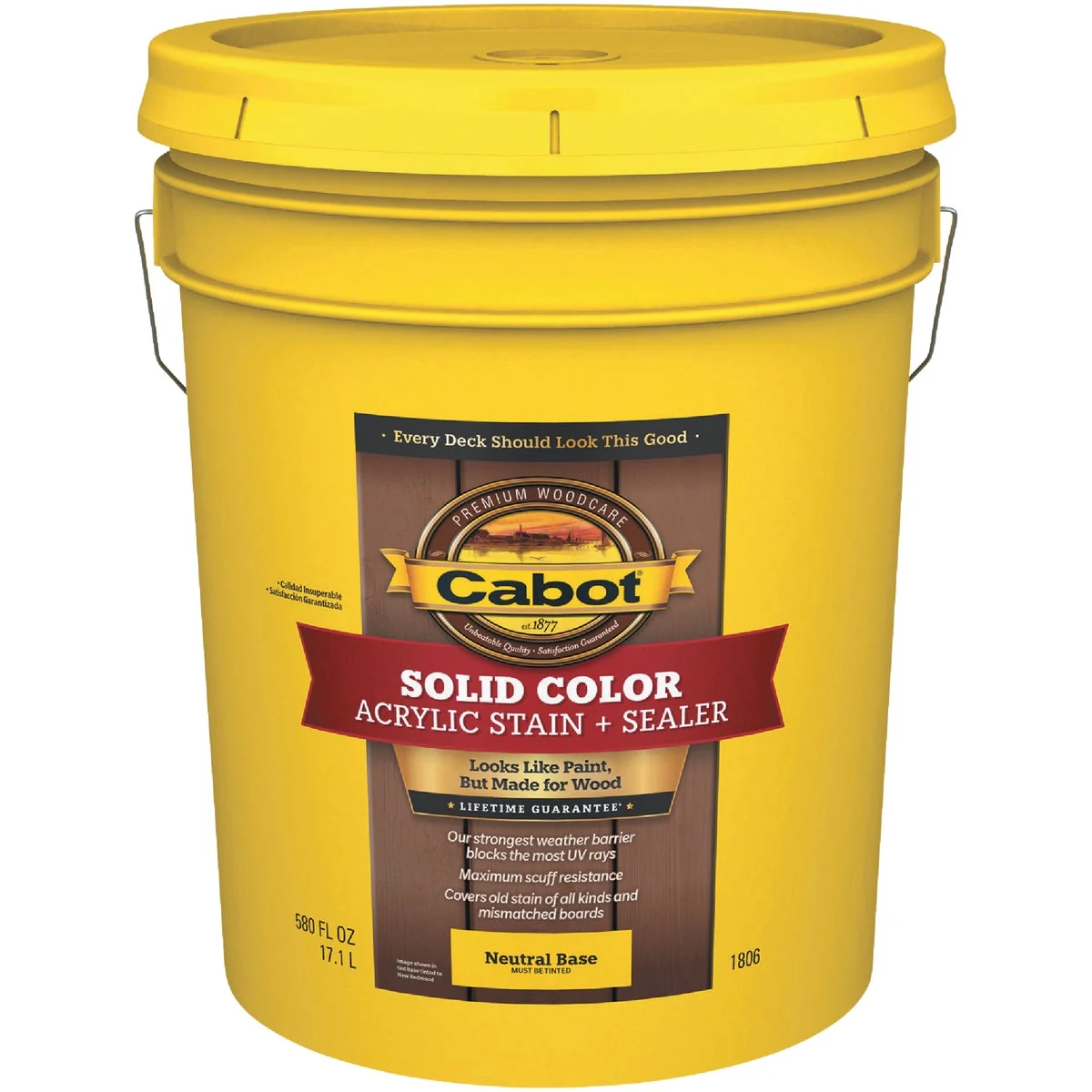 Pure Cabot Solid Color Acrylic Decking Stain Neutral Base 5 Gal. Smooth