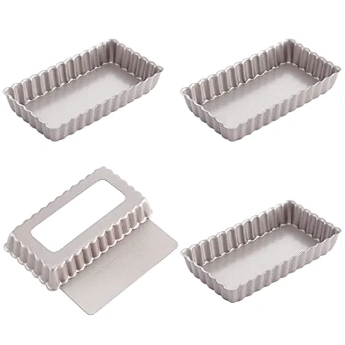 Casual Mini Rectangle Tart Pan Set 4 Count Pure