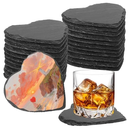Authentic 24 PCS Slate Drink Coasters Bulk 24 Count Crafted