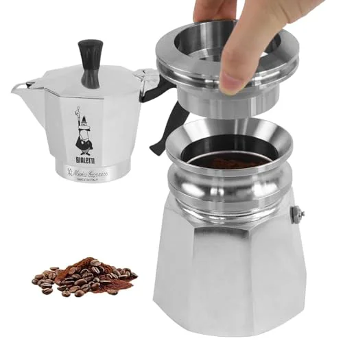 Expertly Made 4-6-Cup Moka Pot Tamper 304 SS Dosing Funnel Distributor Silver Excellent