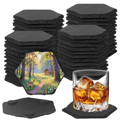 Advanced 48PCS Slate Coasters for Laser Engraving 48 Count Traditional