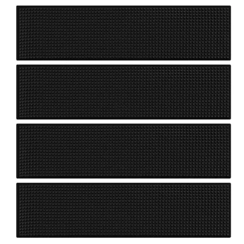 Consistent 4 Pcs Bar Mat 24 X 6 Inch Black 4 Count Recyclable
