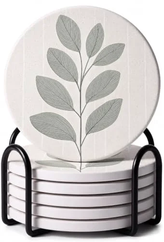 Green Ceramic Coasters Set of 6 or 4 Responsible