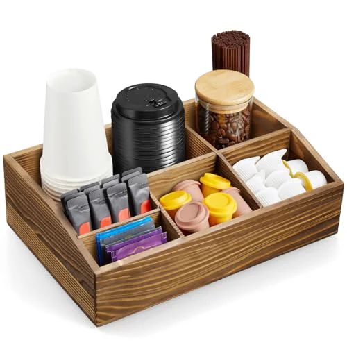 Top-Quality Burnt Wood Coffee Station Organizer for Countertop Trusted